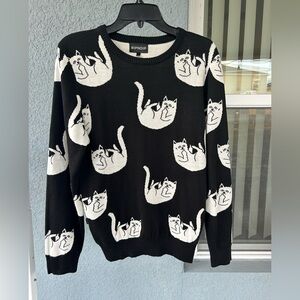 RIPNDIP Lord Nermal Cat Black White Graphic Streetwear Knit Sweater Sz M Unisex